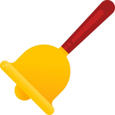 Sarı el zili, ahşap kırmızı saplı.