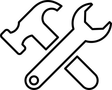 İngiliz anahtarı ve Çekiç Ağı Simgesi, Basit İllüstrasyon