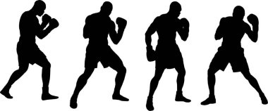 Birlikte boks yapan erkeklerin siluetleri.