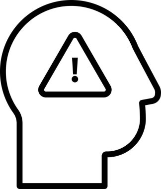 Uyarı üçgeni sembolü içeren ana hatlı insan kafası