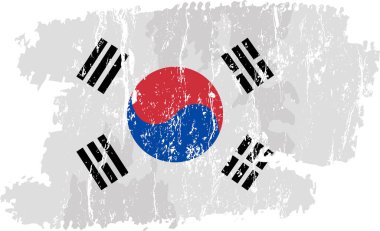 Grunge Güney Kore bayrağı, vektör illüstrasyonu