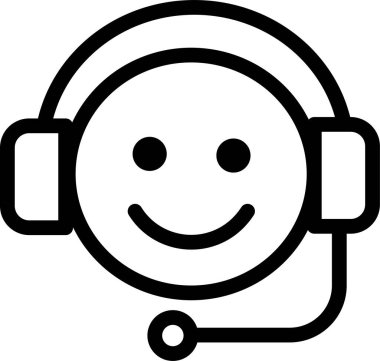 Mikrofonlu bir kulaklık takan gülen yüz