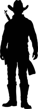 Beyaz arka planda kovboyun silueti, vektör illüstrasyonu