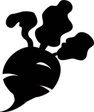 Yeşil yapraklı siyah turp silueti.