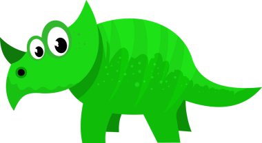 şirin yeşil dinozor çizgi filmi, illüstrasyon, beyaz arkaplanda vektör.