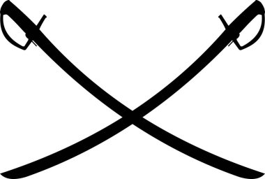 Çapraz kılıçlar simetrik siyah siluet oluşturuyor