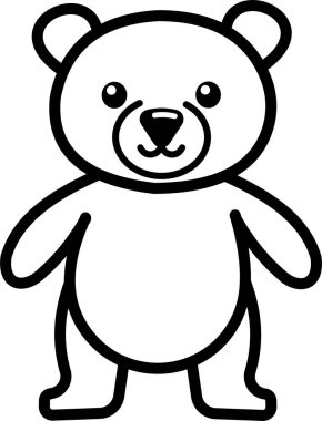 Sevimli çizgi film ayısı dik durup gülümsüyor.