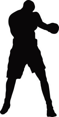 Atletik boks duruşu silueti.