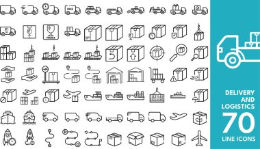 Sevkiyat sürecini gösteren çeşitli dağıtım lojistik simgeleri