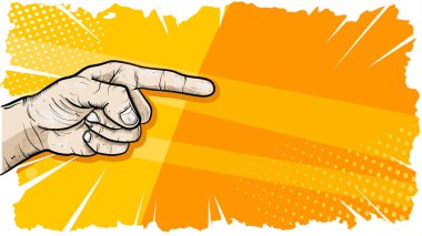 Canlı turuncu arkaplanı gösteren resimli el.