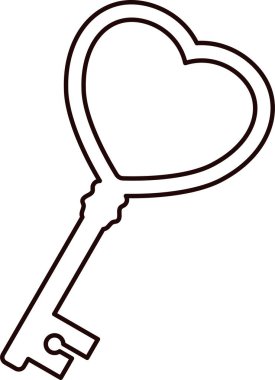 Basit kalp şekilli anahtar ana hatları çizimi