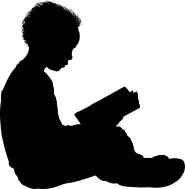 Beyaz arka planda izole edilmiş siyah çocuk silueti, vektör silueti 