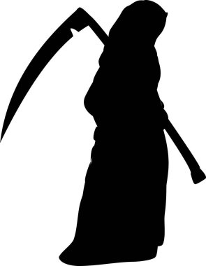 Azrail silueti büyük tırpan tutuyor.