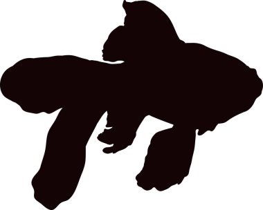 Süslü Japon balığının siyah silueti yana doğru yüzüyor.