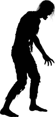 Canavar silueti, zombi adam simgesi, vektör illüstrasyonu