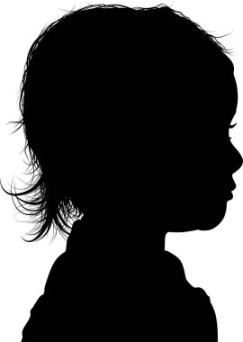 Bir çocuk kafası silueti, vektör illüstrasyonu