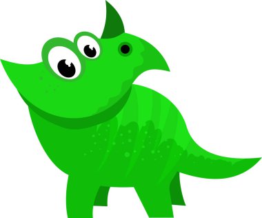 Beyaz arkaplanda yeşil çizgi film ejderhası