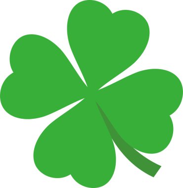 Yonca simgesi. Bu düz vektör sembolü yumuşak yeşil renk, yuvarlak açılar kullanır ve beyaz arkaplanda izole edilir.