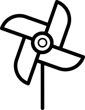 Dört kavisli basit siyah fırıldak simgesi