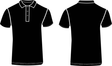 Siyah kısa kollu polo gömlek ön arka görünüm