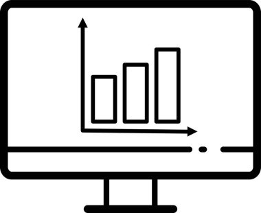 Beyaz arkaplanda büyüyen grafik analiz vektörü simgesi izole