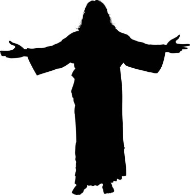 Beyaz arka planda İsa silueti, vektör illüstrasyonu 