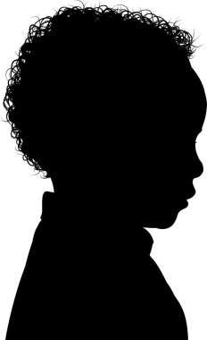 Beyaz arka planda izole edilmiş siyah çocuk silueti, vektör silueti 