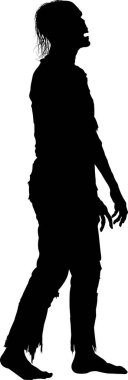 Canavar silueti, zombi adam simgesi, vektör illüstrasyonu