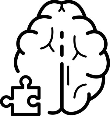 Beyin zihin simgesi, basit vektör çizimi