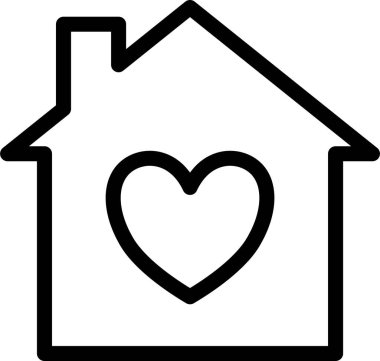 İçinde büyük kalp şekli olan basit bir ev çizgisi.