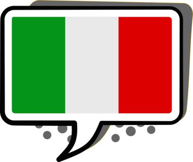 İtalya bayrağı taşıyan konuşma balonu simgesi, vektör illüstrasyonu
