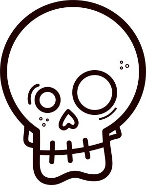 İnsan kafatası düz simgesi, vektör illüstrasyonu