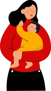 anne ve oğul, illüstrasyon, beyaz arkaplan vektörü.