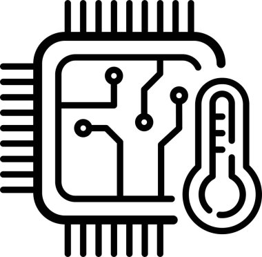 İşlemci simgesi, vektör illüstrasyonunun sıcaklığı