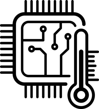 İşlemci simgesi, vektör illüstrasyonunun sıcaklığı