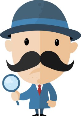 Dedektif çizgi film karakteri, vektör illüstrasyonu