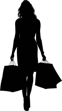 Beyaz arka planda siyah bir kadın silueti. 