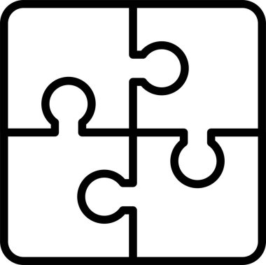 Birbirine bağlanan basit siyah çizgili yapboz parçaları