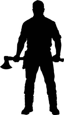 Beyaz arkaplanda bir inşaat işçisinin vektör silueti.