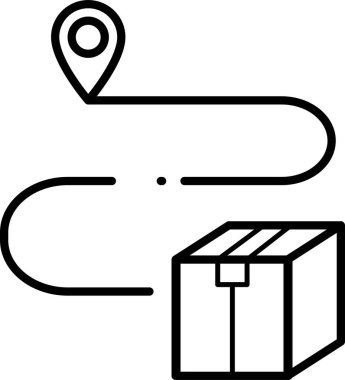 gps konum haritası simgesi ana hat biçimi, paket teslimat navigasyonu, vektör illüstrasyonu