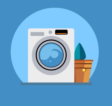 çamaşır makinesi simgesi düz vektör tasarımı