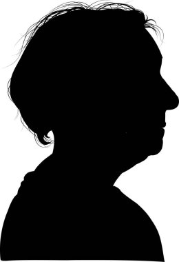 Yaşlı kadın baş silueti, vektör çizimi
