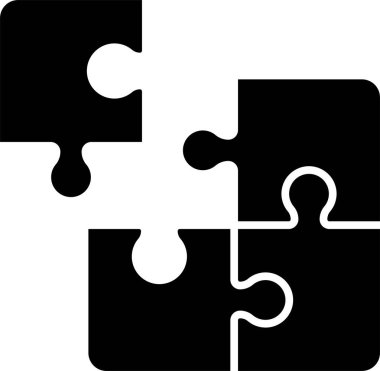 Birbirine bağlanmış dört siyah yapboz parçası