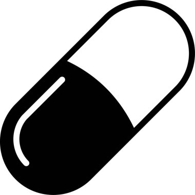 Basit siyah kapsül hap simgesi izole edildi