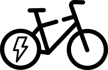 Elektrik bisiklet simgesi şimşek sembolü tekerleği gösteriyor