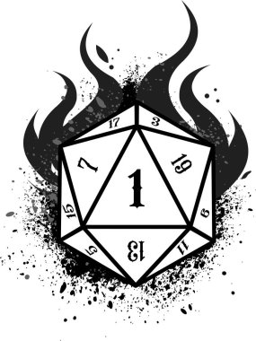  20 kenarlı zar (D20), vektör illüstrasyonu