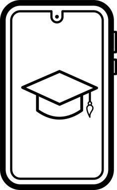 Mezuniyet Kap Simgesi, Beyaz Arkaplan Vektör İllüstrasyonu 