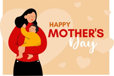 Anne ve kızı. Anneler günü afişi, vektör illüstrasyonu