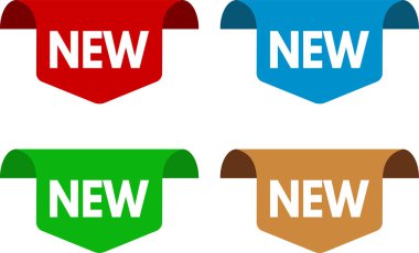 Yeni metin ile renkli vektör etiketleri