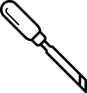 Uzun saplı düz başlı tornavida.